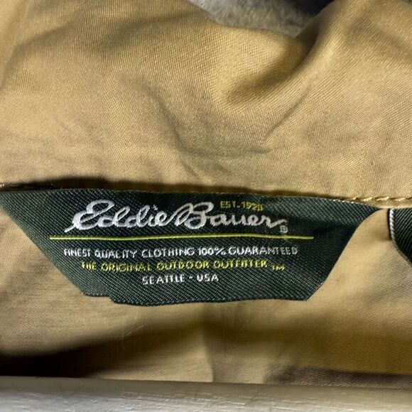 Eddie Bauer Women's Large Tan Button Down Utility Jacket Pockets 100% Cotton - Picture 2 of 7